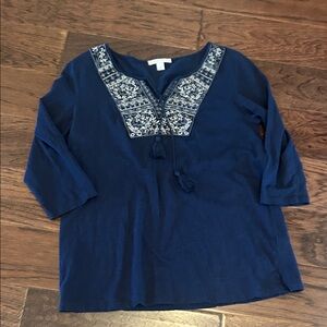 Westport 1962 Navy Blue Embroidered Women's Top
